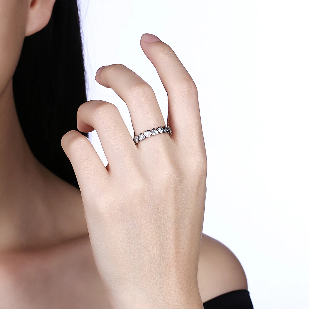 

ZEMIOR 925 Sterling Silver For Women Heart Finger Ring Cute Love Cubic Zirconia Vintage Rings Engagement Wedding Fine Jewelry