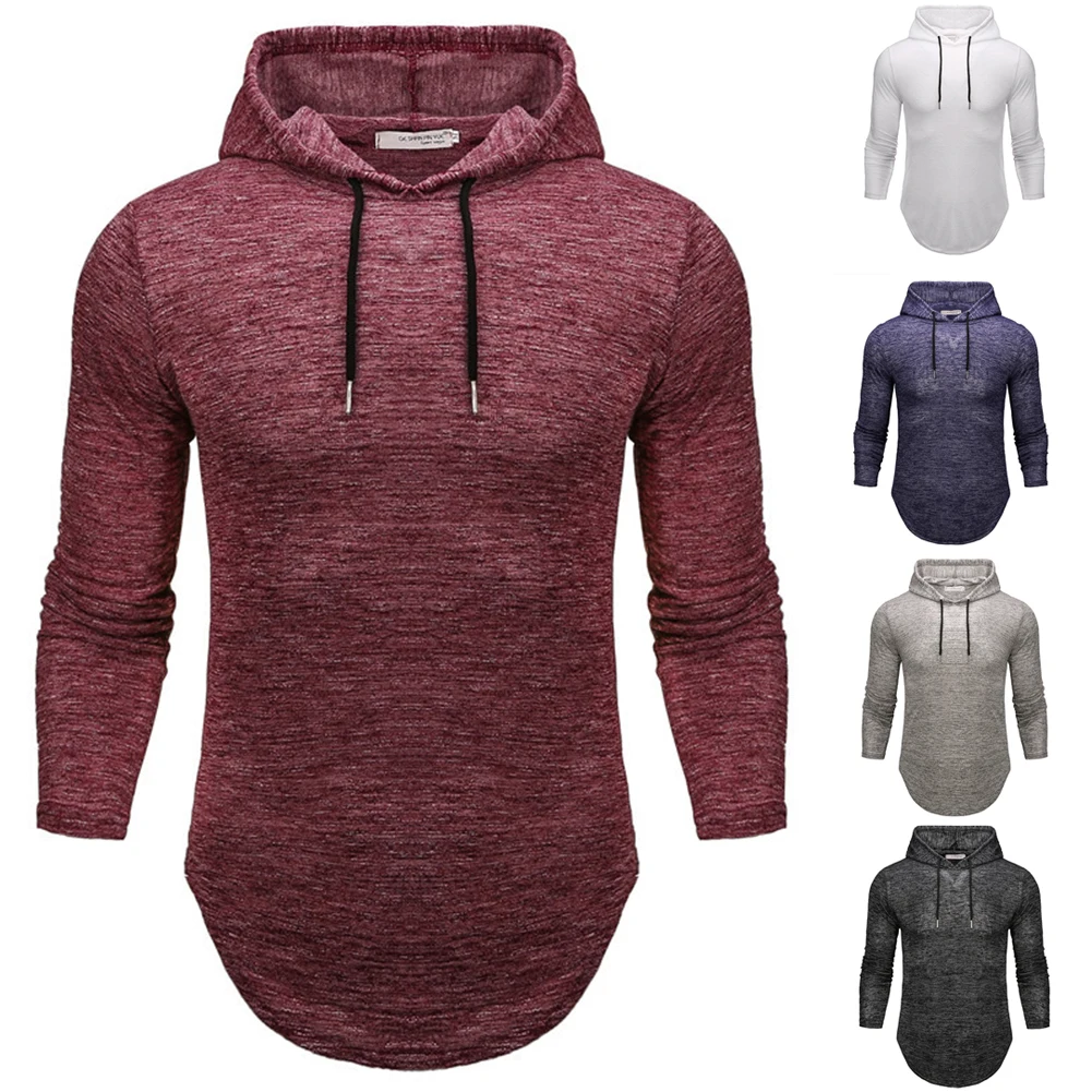 

Brand men's long-sleeved hooded casual T-shirt, fashionable and stylish T-shirt comfortable Fitted Soft Plain Over sized T Shirt