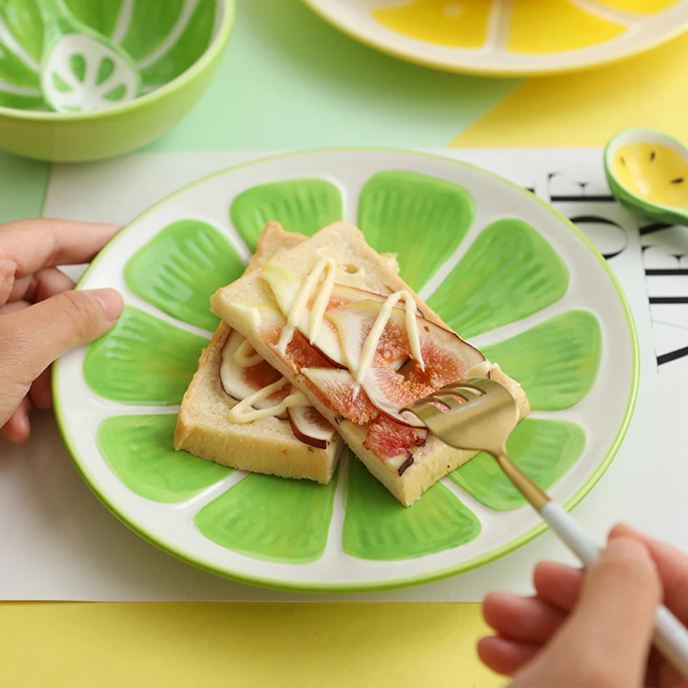 Мультяшные фрукты лимон арбуз дизайн детская тарелка для еды кухонная