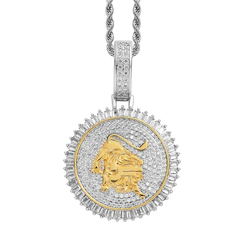 

New Iced Out Cow Pendant Micro Pave Square Cubic Zircon Bull Necklace Hot Ins Men'S Hip Hop Coin Jewelry Accessories