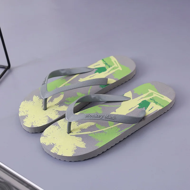 Шлепанцы мужские для пар Нескользящие сандалии мультяшное кокосовое дерево