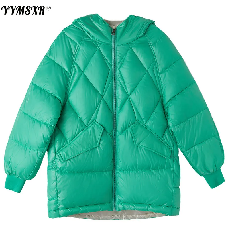 

Fashion Women's Cotton-padded Jacket 2021 New Item Winter Leisure Long-sleeved Hooded Ladies Down Cotton Jacket Solid Color