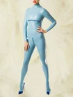 Латексные резиновые костюмы, небесно-голубое сексуальное боди для косплея, удобное и модное, для вечеринки, на молнии