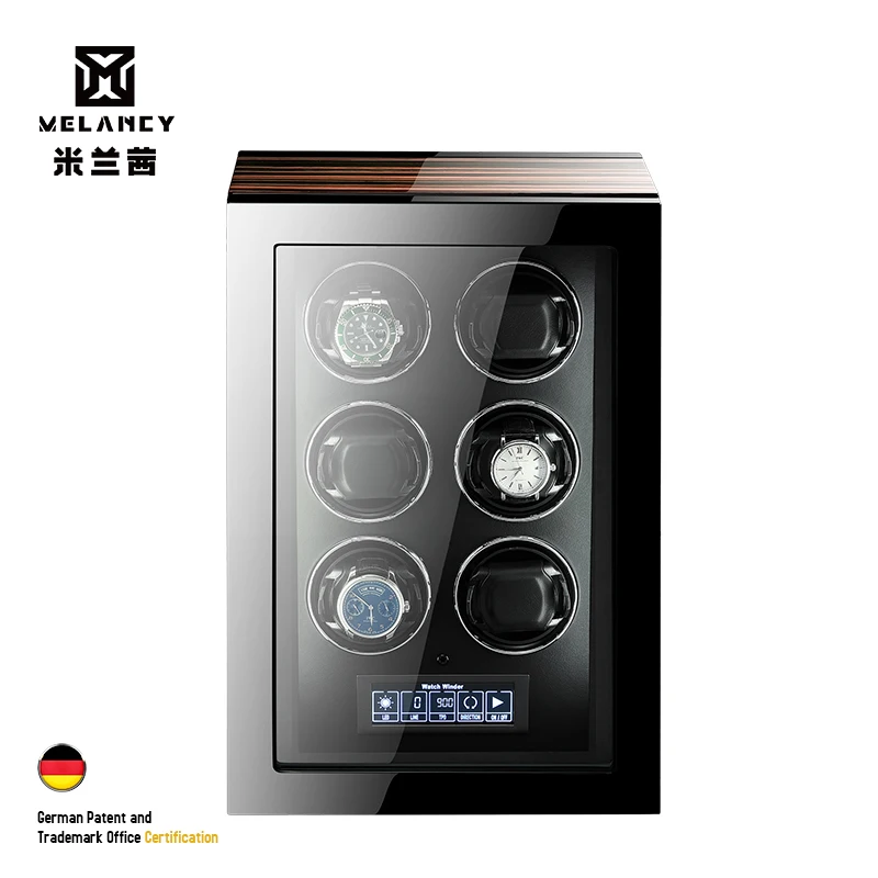 M&ampQ 6 slot watch winder box for automatic watches winding accessories wooden boxes storage collector new version holder case |