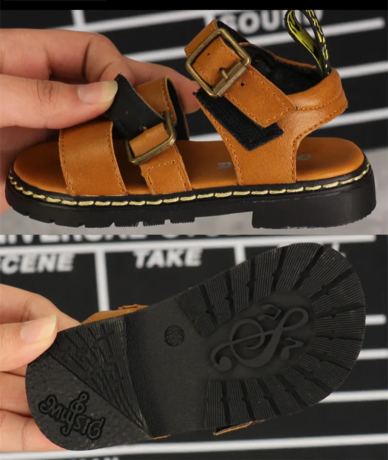 

2021 Summer Fashion Baby Boys Sandals Solid Color Genuine Leather Children's Casual Shoes Flats Kids Beach Shoes