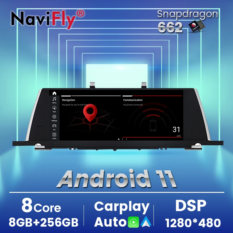 8-ядерный Navifly 10 25 'ɸG + 256G Android 11 Автомобильная Интеллектуальная навигационная