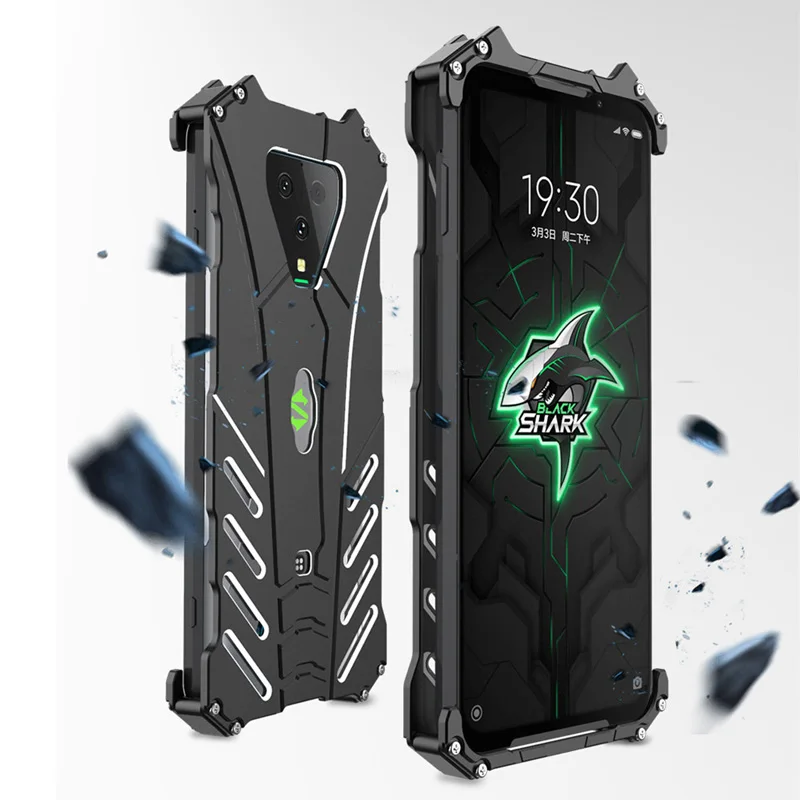Черный чехол Shark 3 Pro R JUST Роскошный Алюминиевый металлический для Xiaomi Black Blackshark pro