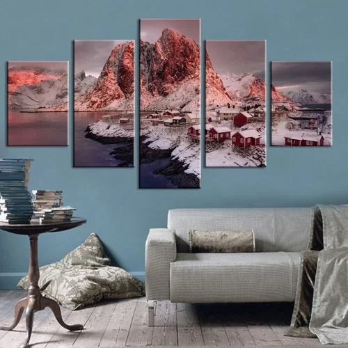 Холщовые картины плакаты Снежная горная Норвегия Настенная картина с ландшафтом