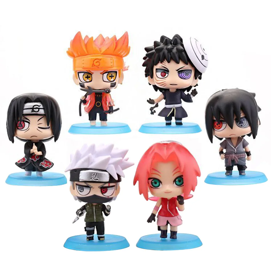 

6pcs/set Naruto Anime Shippuden Hinata Sasuke Itachi Kakashi Gaara Jiraiya Sakura Q Version PVC Figures Toys Dolls Kid Gift