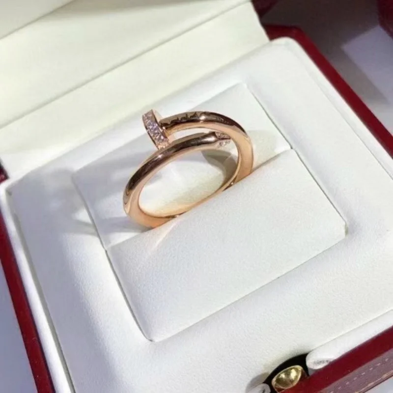 

High Quality 925 Sterling Silver Simple Fashion Jewelry Zircon Nail-Shaped Open Ring For Women Namour Charm Gift All Seasons