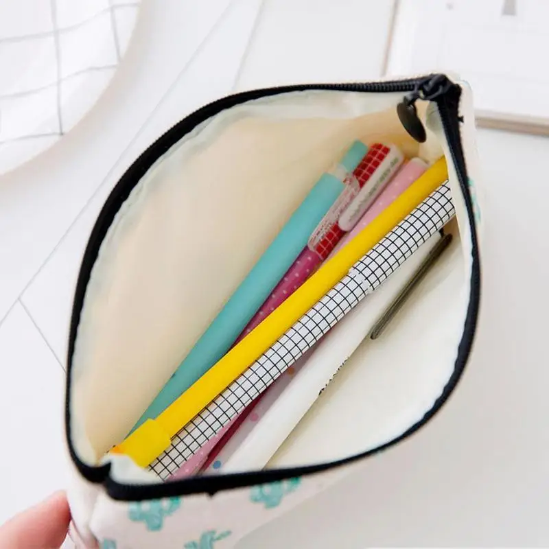 Cactus Pencil Case Creative Design Canvas Cute Box School Supplies Kawaii Stationery Estuches Chancery Pen Bags | Канцтовары для