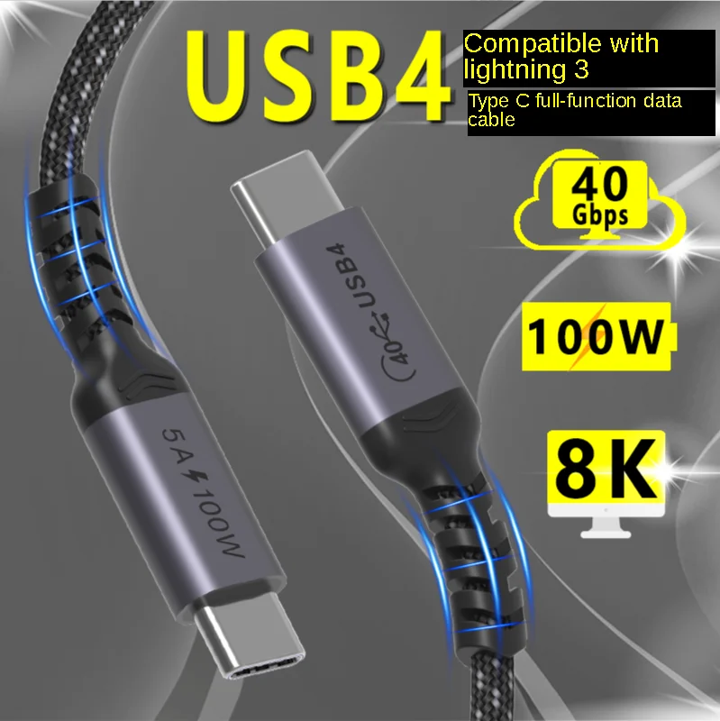 Rápido para Computador Usb4 tipo c Cabo Thunderbolt 8k @ 60hz 40gbps Carregamento Dell hp Notebook Apple Macbook Ipad 3 pd 100w