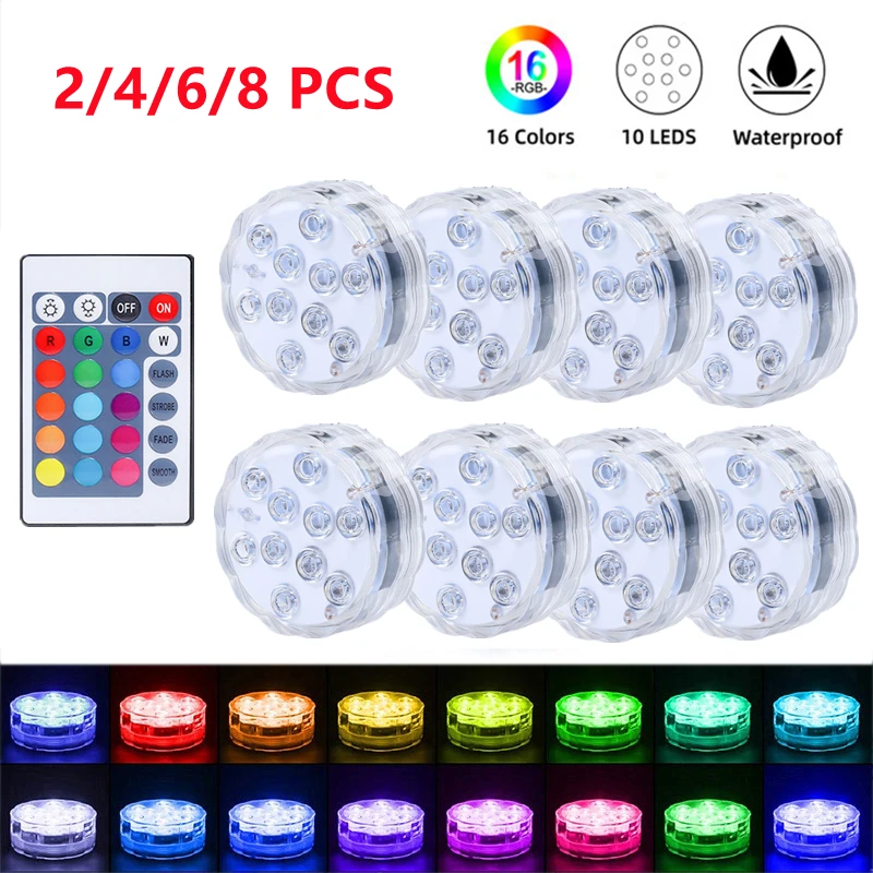 

10 светодиодных ламп для бассейна, водонепроницаемый фонасветильник для подводного плавания, погружная Ночная лампа для бара, вечеринки, св...