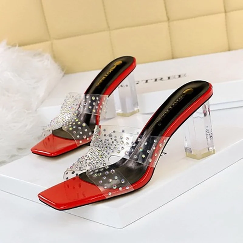 

Slides Woman Shoes High Heels Crystal Sexy Luxury Casual Fashion 2021 Shoes for Women high heels womens shoes open toe shoes