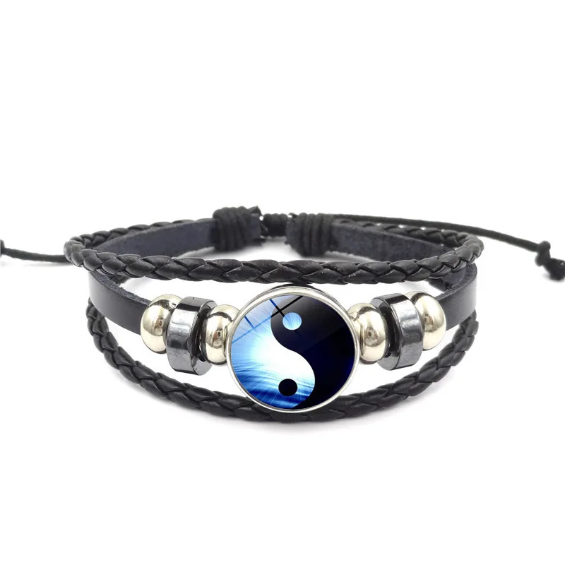 

Yin Yang Tai Chi Rope Bracelet Black and White Braided Bracelet Leather Steampunk Bracelets for Women Men Gifts Wholesale