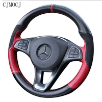 new for mercedes benz eac200l glcc gla gle diy leather suede hand sewn steering wheel cover car interior accessories