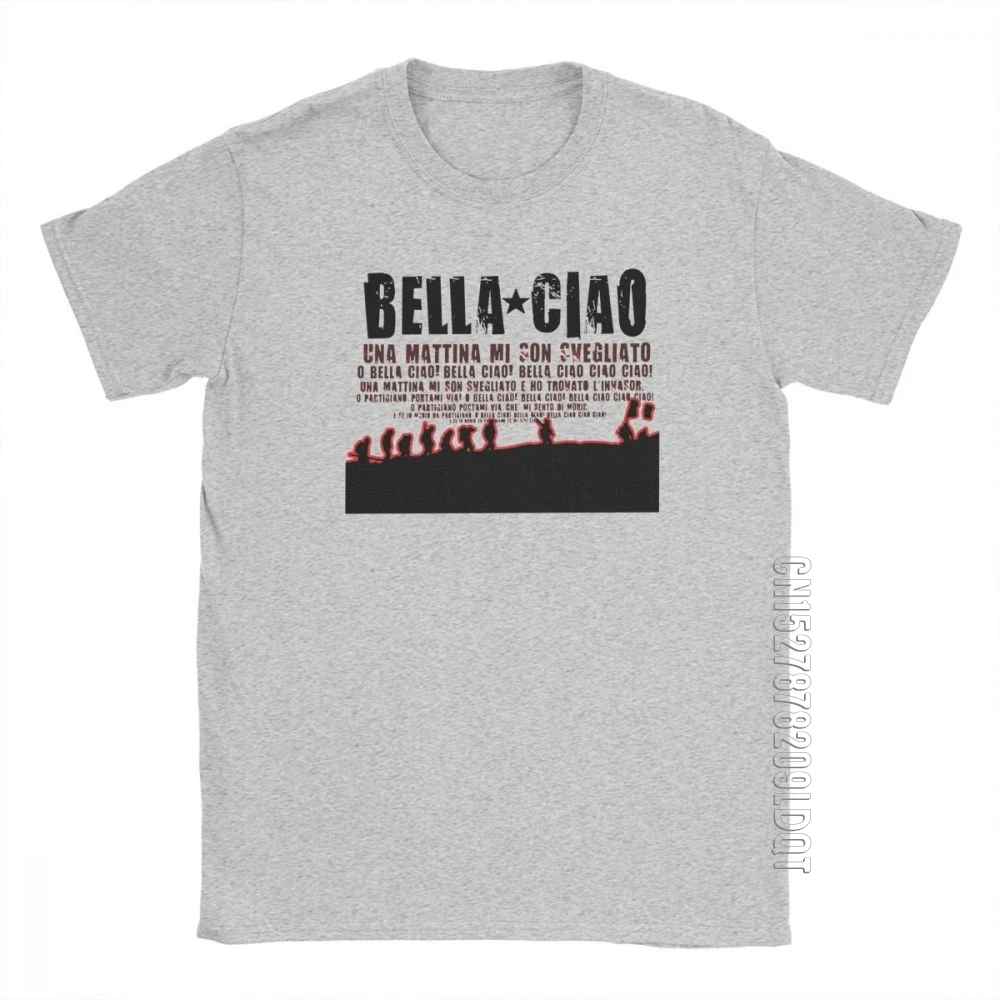 

Men T Shirt Oh Bella Ciao Vintage Male Tshirt Money Heist La Casa De Papel Basic Tees O Neck Tops Cotton House Of Paper T-Shirt