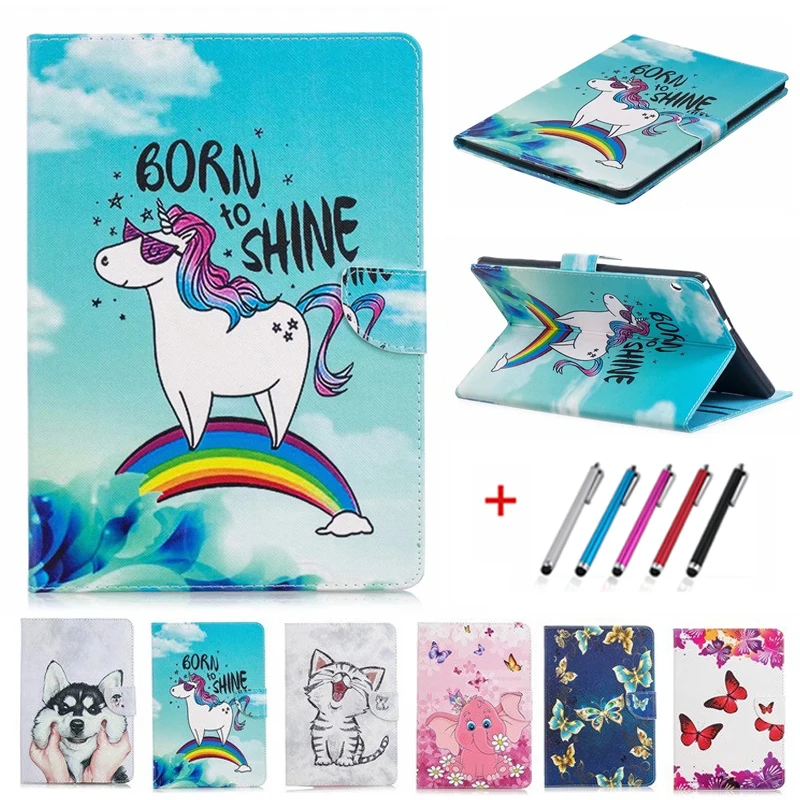 Чехол для Huawei MediaPad T3 10 9 6 &quotKawaii Единорог кошка щенок кожаный чехол планшета Etui Funda