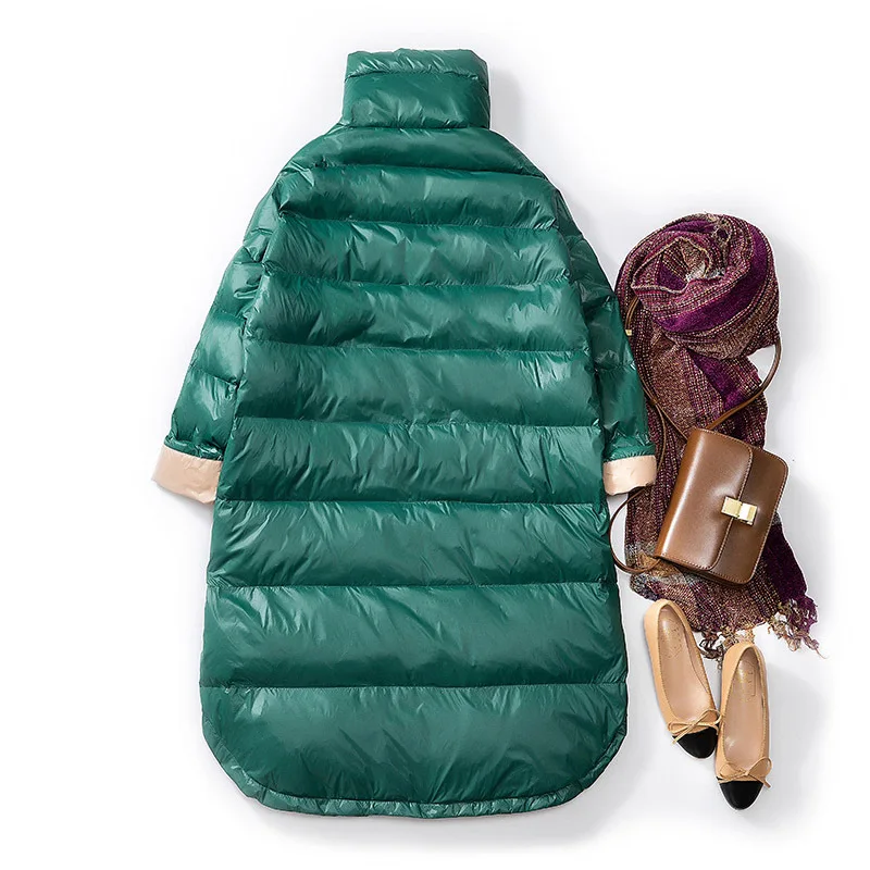 Новинка зимний ультра-светильник пуховик на белом утином пуху женское тонкое