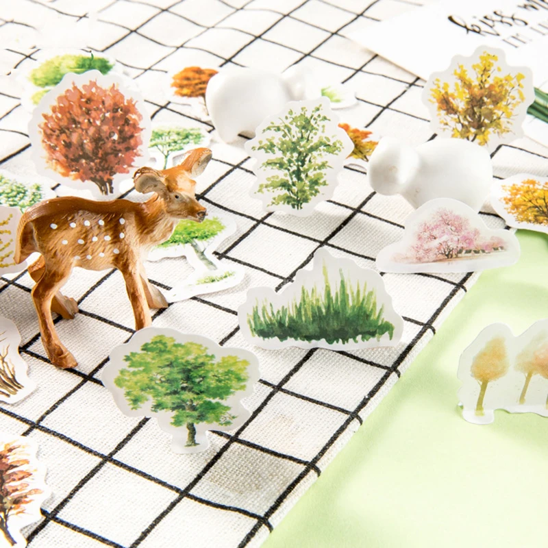 

40 Pcs/box Norwegian Forest Label Kawaii Diary Handmade Adhesive Paper Flake Sticker Scrapbooking Stationery Stationery