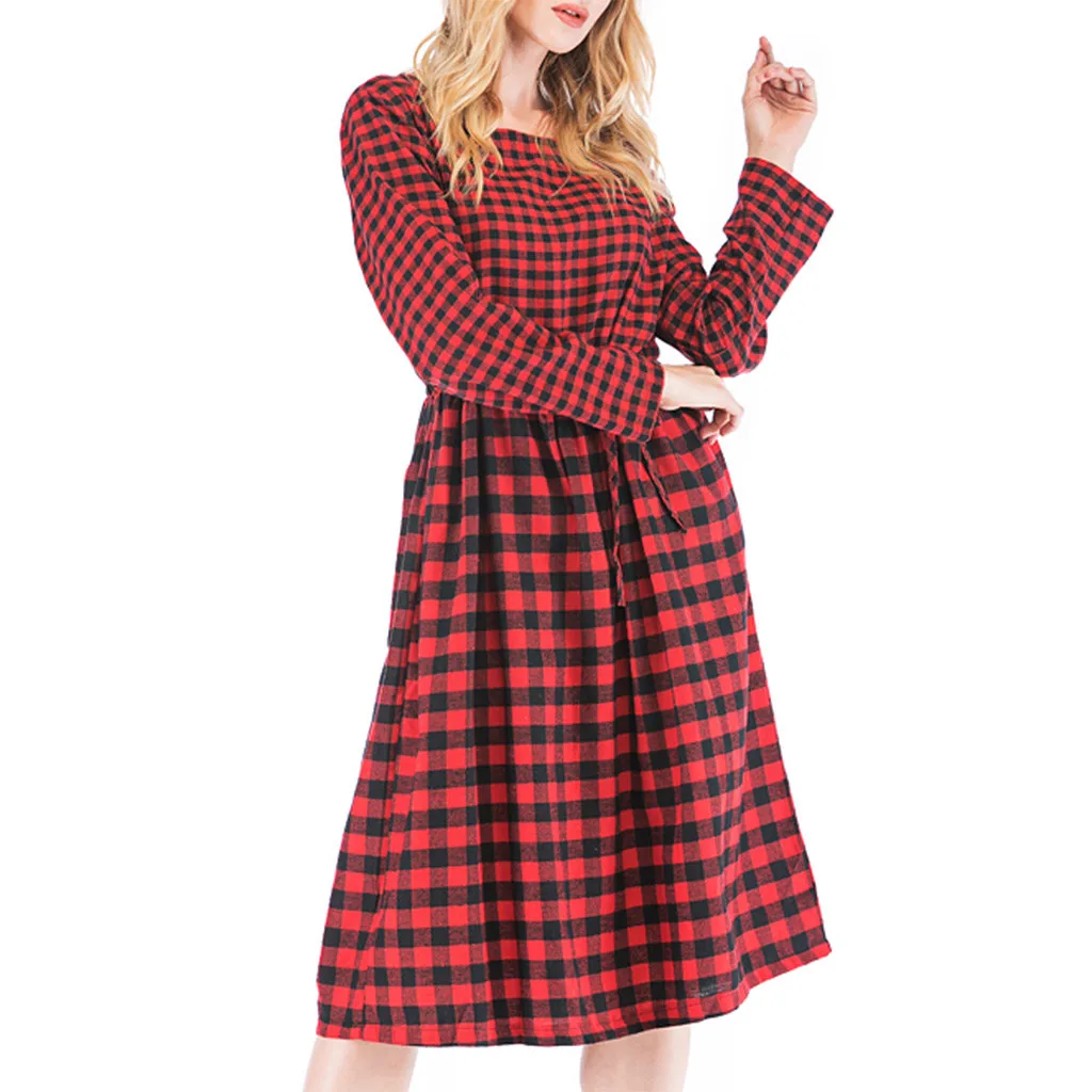 Для женщин плед Красное платье на осень с длинным рукавом для офиса круглым