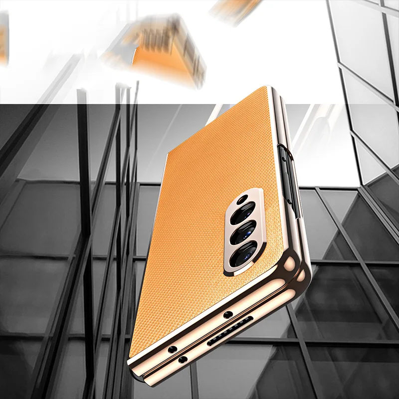 360 full protection bracket case for samsung galaxy z fold 3 5g phone cover carbon fiber texture case with front glass capa free global shipping