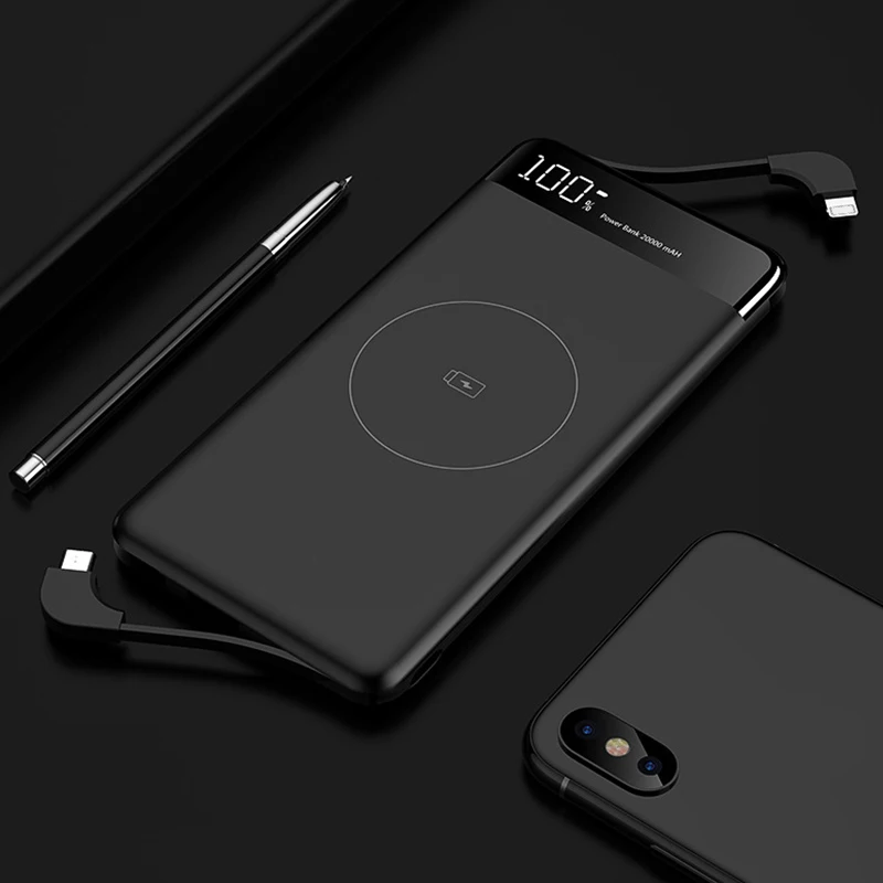 10000 мАч Qi Беспроводное зарядное устройство, внешний аккумулятор для Xiaomi Mi 9 iPhone, тонкий внешний аккумулятор, быстрая Беспроводная зарядка, внешний аккумулятор