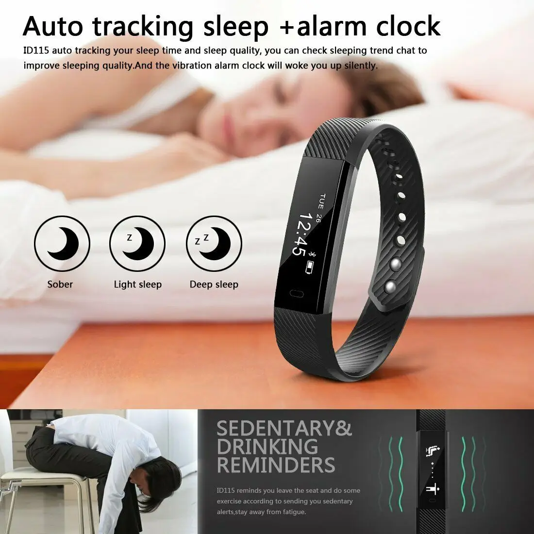 Модные ID 115 Смарт-часы фитнес-браслет трекера физической активности Bluetooth калорий Шаг спорта для Android iOS