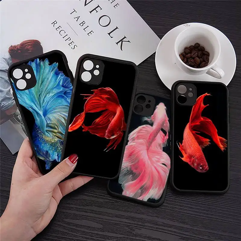 

fish art red fashion design Phone Case Transparent Matte for iPhone 7 8 11 12 s mini pro X XS XR MAX Plus cover funda