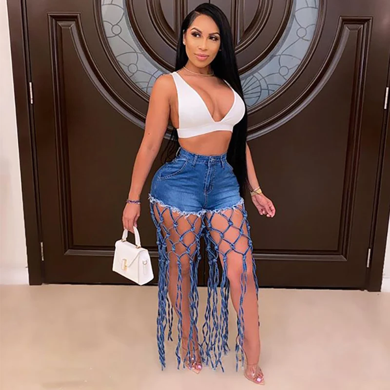 

New Arrivals 2021 Summer Softener Cotton Clothing Knotted Denim Shorts For Women Ladies High Waist Cut Out Denim Hot Short Pants