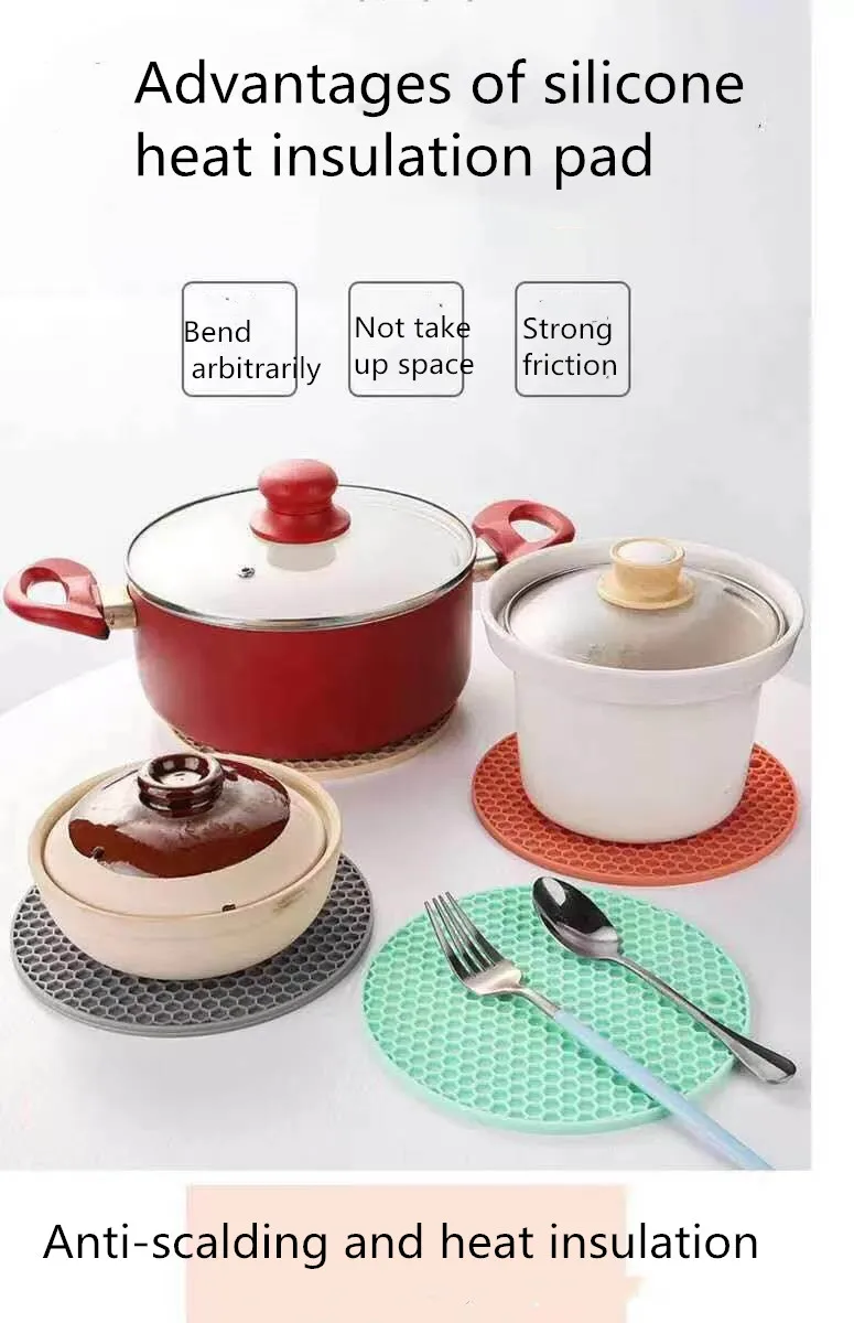 

Multifunctional Round Heat-resistant Silicone Mat, Coaster, Coaster, Non-slip Pot Mat, Table Mat, Kitchen Accessory Tool