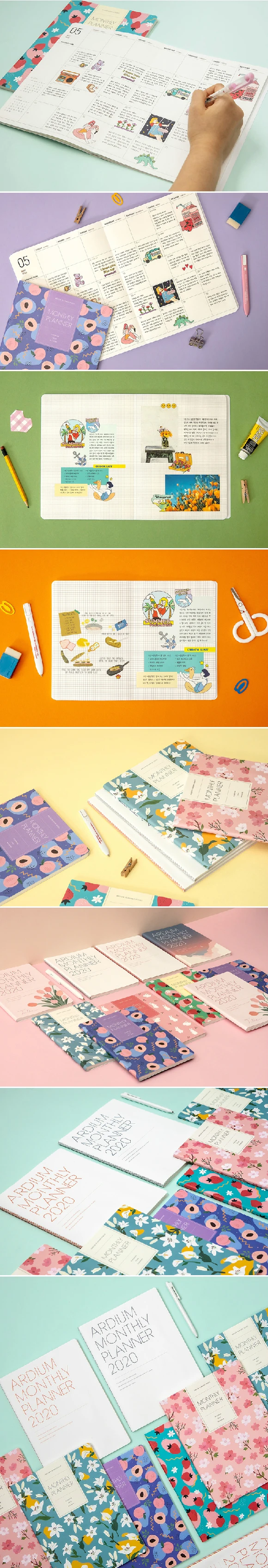 Sweet Flower Monthly Planner Agenda Book 25.3*18.7cm 64P Colorful Month Plan Book Free Shipping