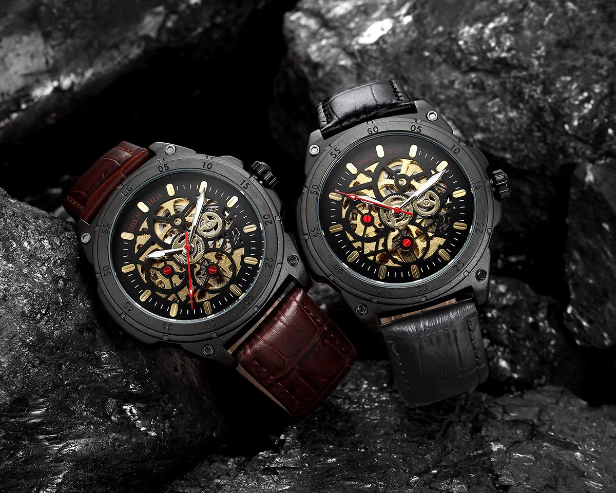 

shenhua new men's watch fashion casual bronze automatic mechanical belt watch
