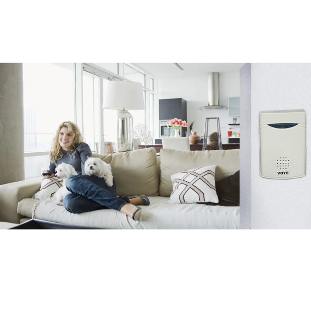 

Wireless Door Bell LED Indicator Receiver and Transmitter Built-in 38 Chimes for Home(White)