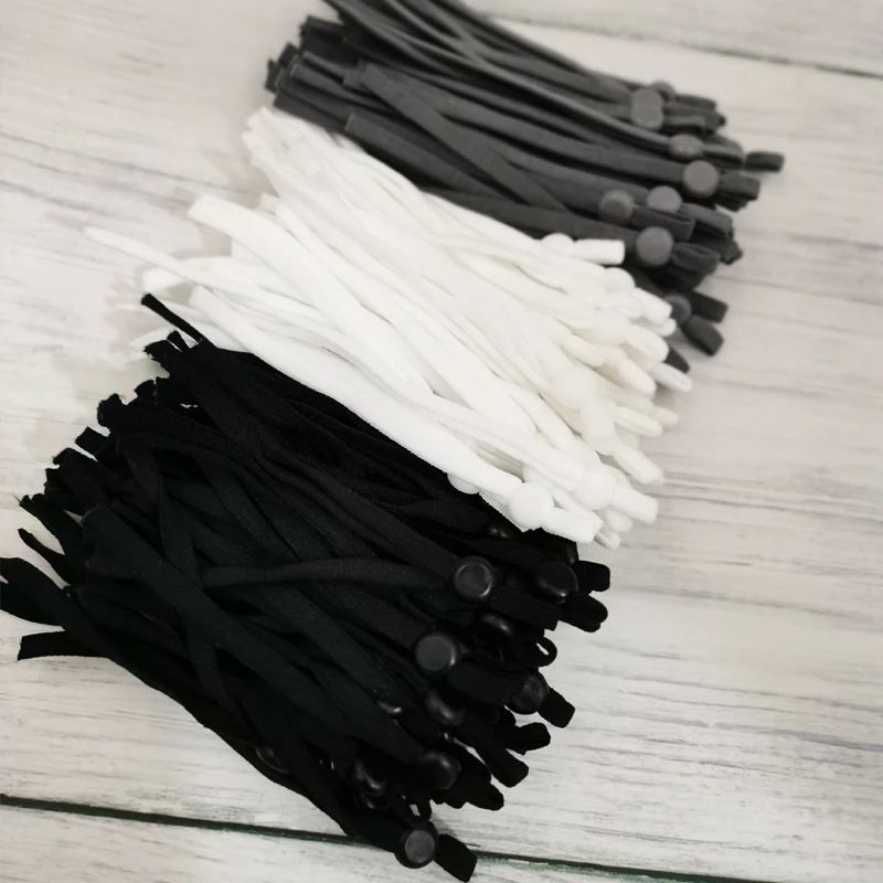 

100Pcs Black White Mask Elastic Cord Adjustable Buckle Stretchy Elastic Band Earloop Lanyard Earmuff Rope DIY Making Supplies