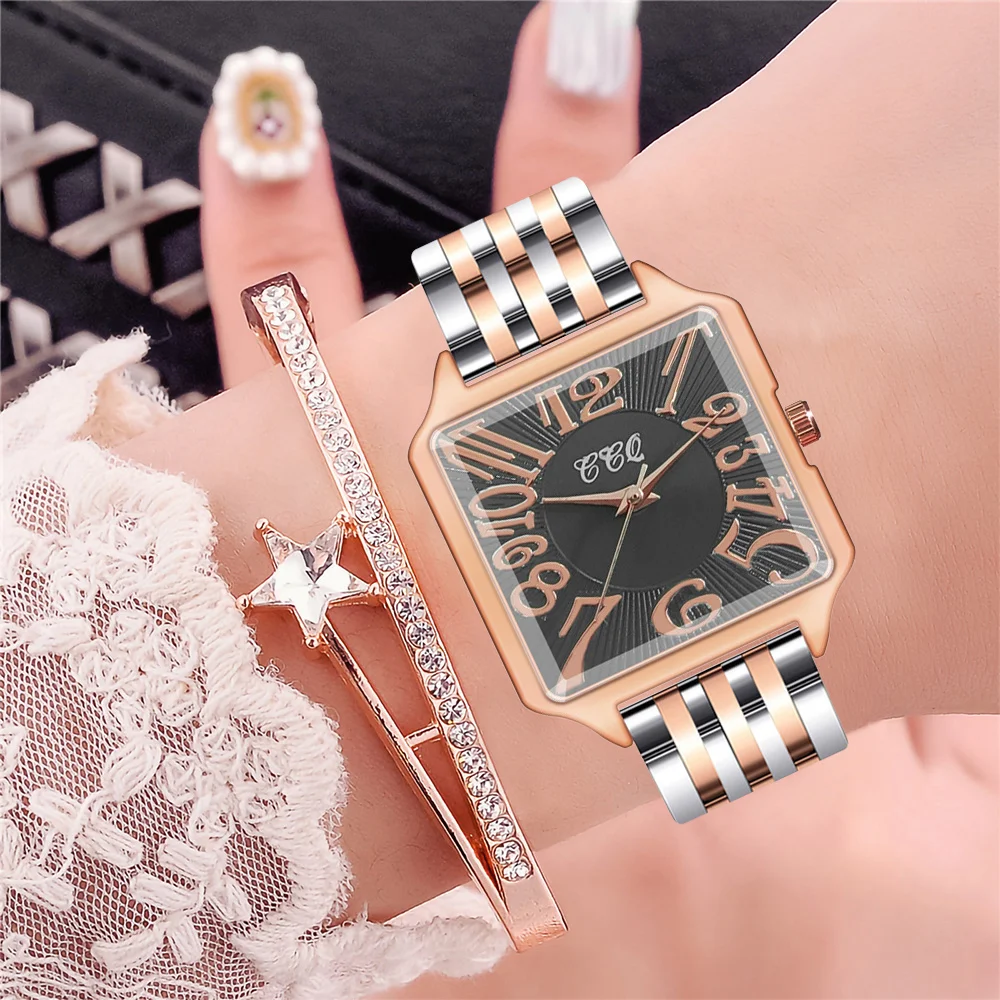 

Fashion Square Women Watch Luxury Ladies Arabic Numbers Quartz Watches Gift Clock Reloj Mujer Zegarek Damski