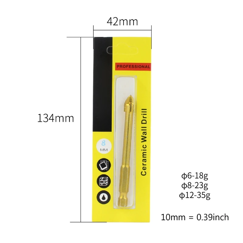 

Multifunctional Cross Hexagonal Shank Triangle Drill Bit for Glass Tile Marble Concrete Drilling W0YF