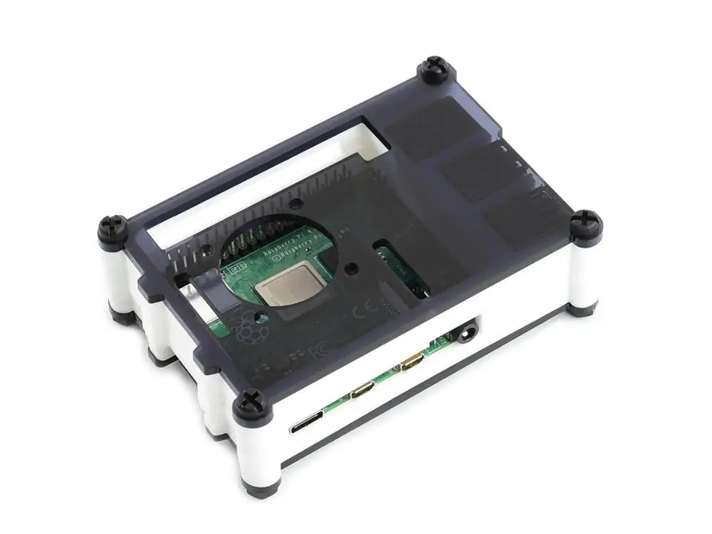 Waveshare черный/белый акриловый чехол для Raspberry Pi 4 Модель B, с охлаждающим вентилятором, пылестойкость, хорошее распределение тепла