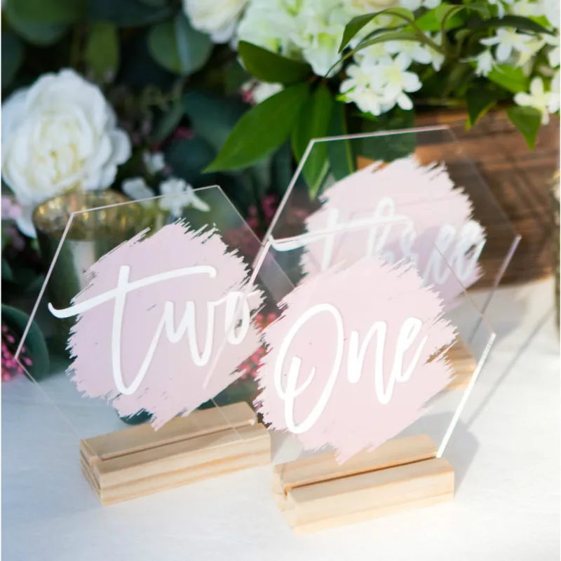 Wedding Table Numbers Hexagon Acrylic  Table Numbers  Wedding Party Decor  Wedding Table Numbers with Holders