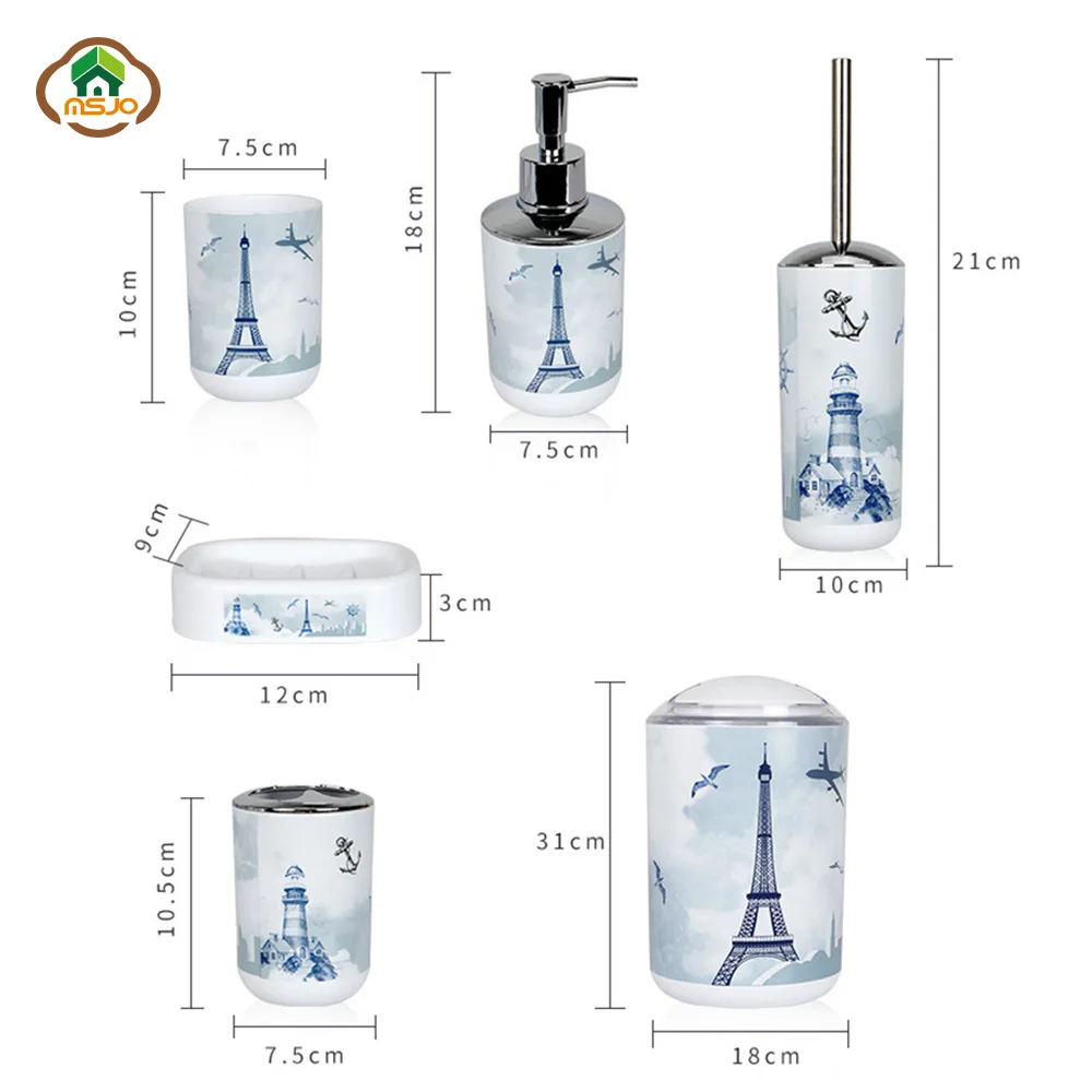 MSJO набор аксессуаров для домашнего декора ванная комната 6 шт. эйфелева раковина