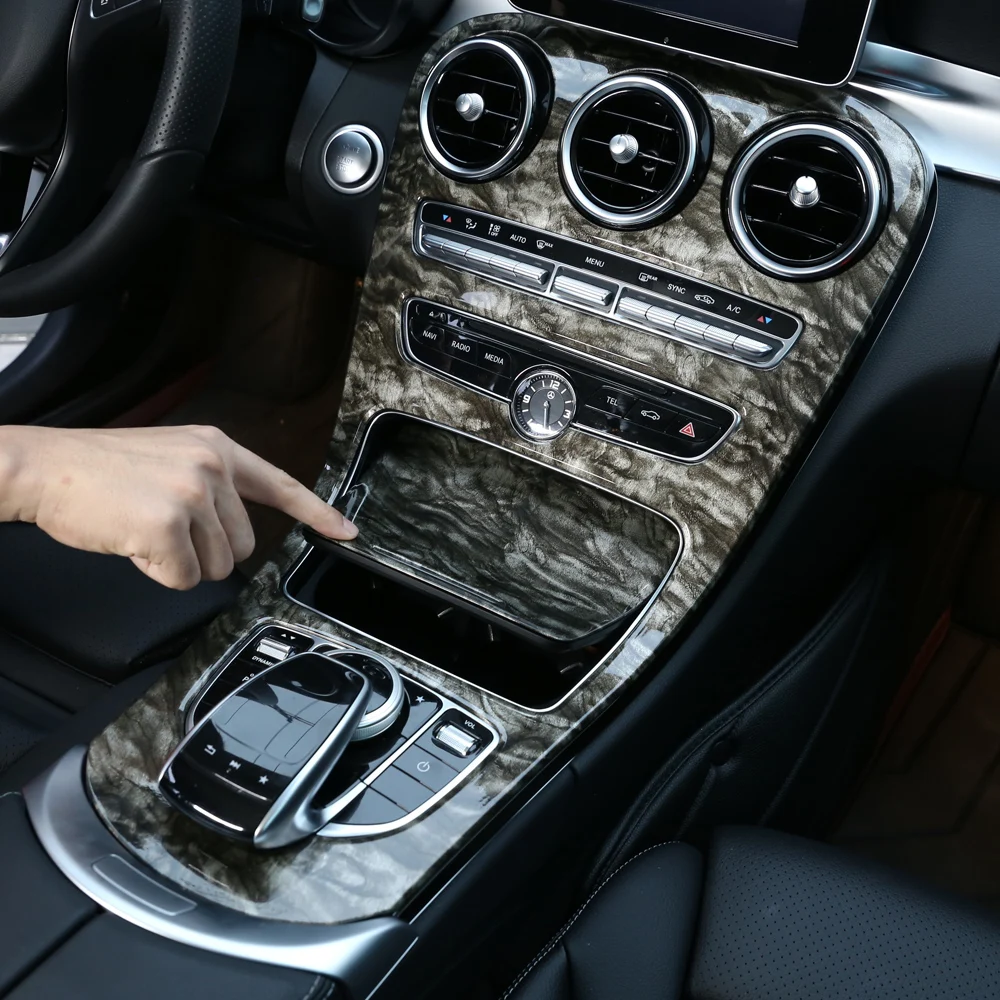 

For Mercedes Benz C class W205 2015-2017/GLC X253 2016-2017 Center Console Panel Decoration Cover Trim Carbon fiber color 2pcs