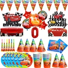 Набор для декорирования автомобилей Dinsey Lightning McQueen, одноразовая посуда, скатерть, тарелка, торт, Топпер, детский душ