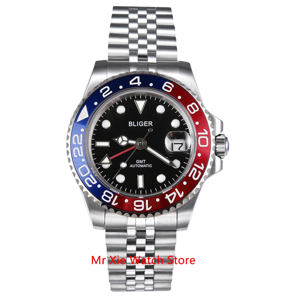 Bliger 40 мм автоматические механические мужские часы Роскошные сапфировые