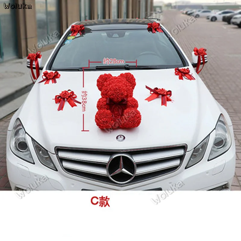 PE rose bear master свадебное оформление автомобиля набор узел свадебный автомобиль команда украшения медведь оформление брака CD50 Q03