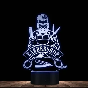 Настольная лампа с 3D оптической иллюзией для парикмахерской, салона красоты, светодиодное акриловое стереоскопическое освещение, модная лампа со сменными цветами