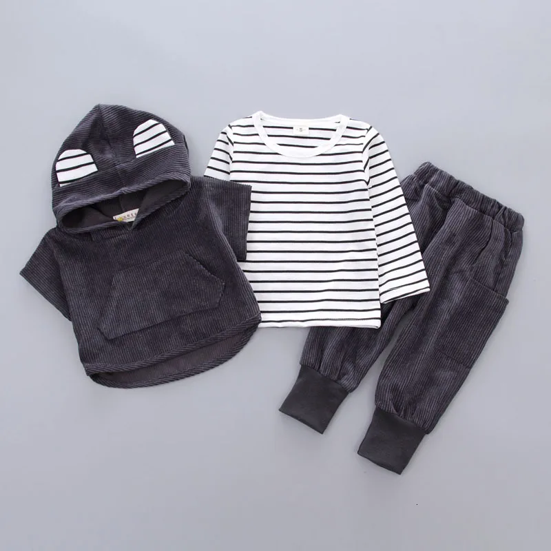 Новинка Осенняя детская одежда костюм футболка в полоску для маленьких