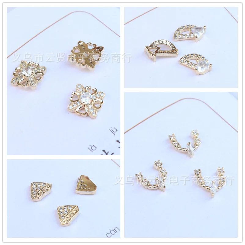 

Zircon Nail Frame Simple Style, Micro-inlaid Zircon Real Gold Color-preserving Nail Accessories