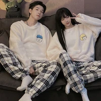 qweek winter pajamas for couples velvet pyjama pour femme korean style room wear pijamas feminino long sleeve sleepwear set