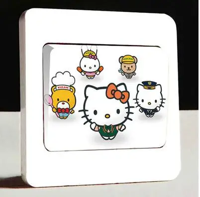 2 шт. список мультфильм hello kitty переключатель гнездо наклейки, украшенные сладкий дом Детская комната переключатель декоративные наклейки - Цвет: Коричневый