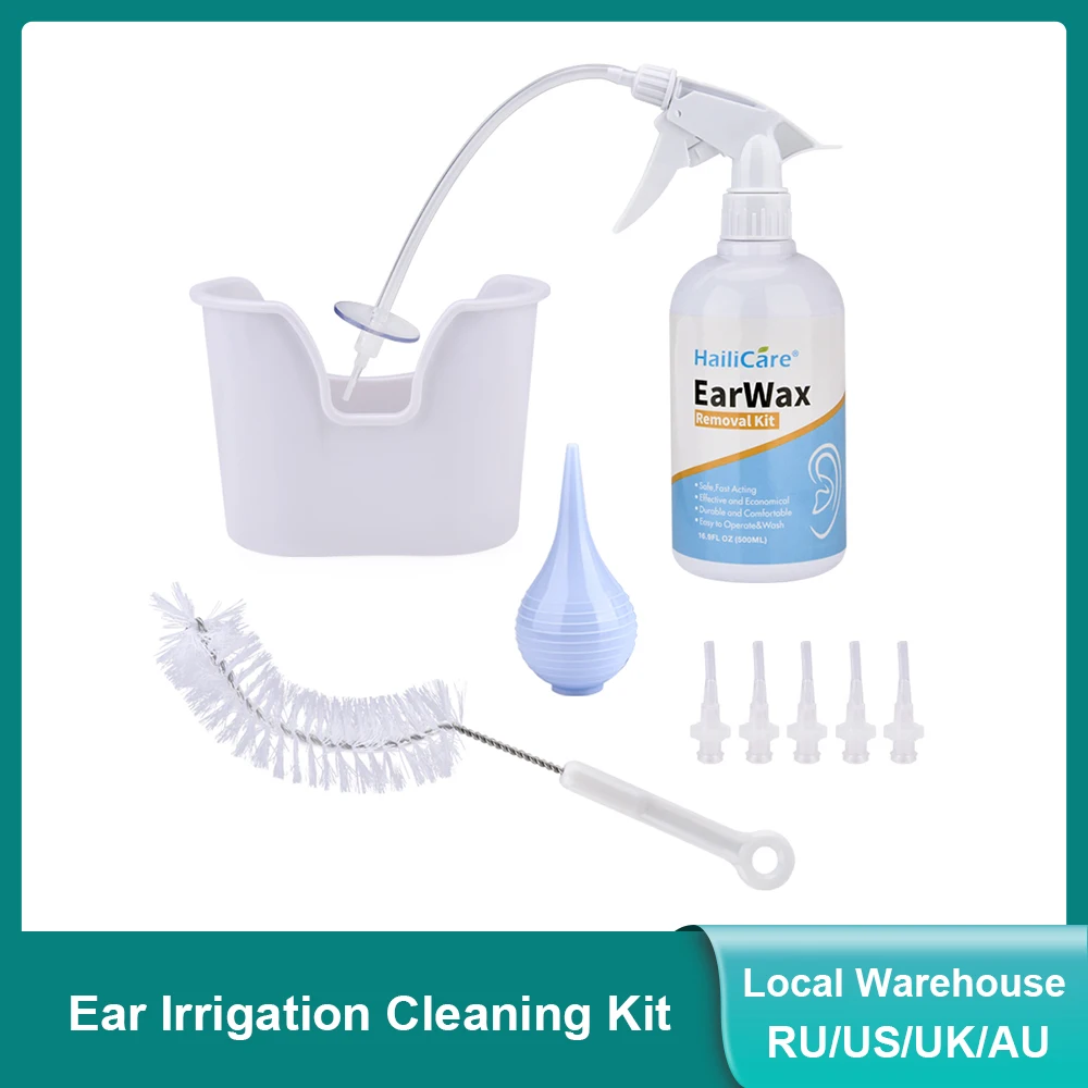 Ear Irrigation Washing Kit Ear Wax Cleaning Tool Ear Wax Removal Set Ear Cleaning With Squeeze Bulb/Syringe/Brush For Adults Kid